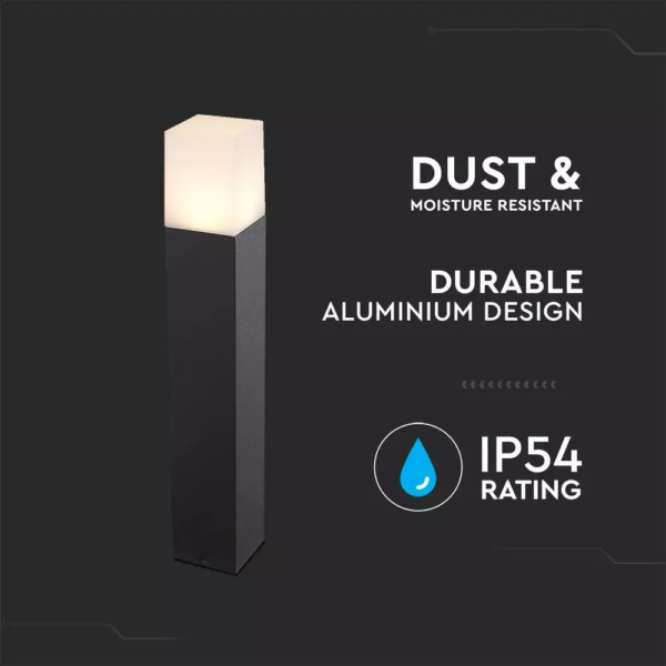 Επιδαπέδιο φωτιστικό κήπου GU10 IP54 Aluminum + PC με Μαύρο σώμα τετράγωνο V-TAC – 7564
