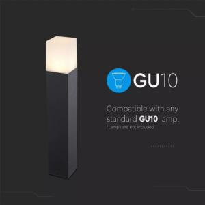 Επιδαπέδιο φωτιστικό κήπου GU10 IP54 Aluminum + PC με Μαύρο σώμα τετράγωνο V-TAC – 7564