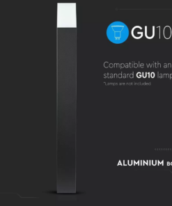 Επιδαπέδιο φωτιστικό κήπου GU10 IP54 Aluminum + PC με Μαύρο σώμα τετράγωνο 80cm V-TAC – 7565