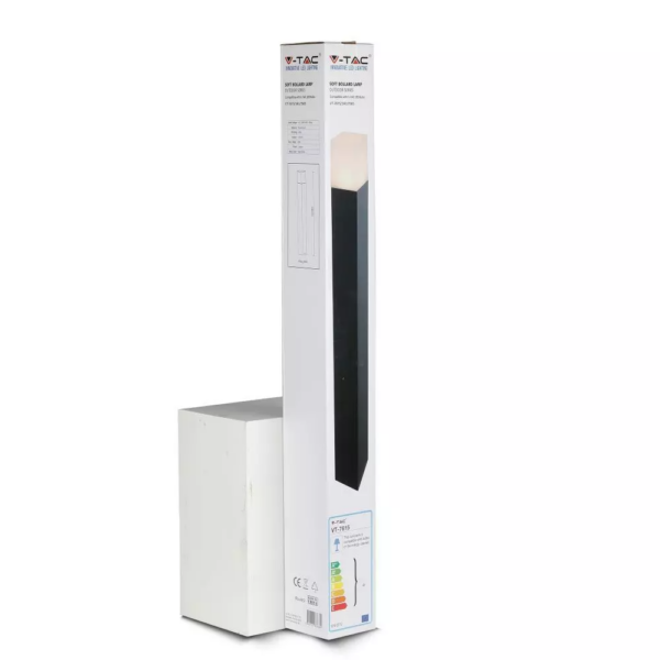 Επιδαπέδιο φωτιστικό κήπου GU10 IP54 Aluminum + PC με Μαύρο σώμα τετράγωνο 80cm V-TAC – 7565