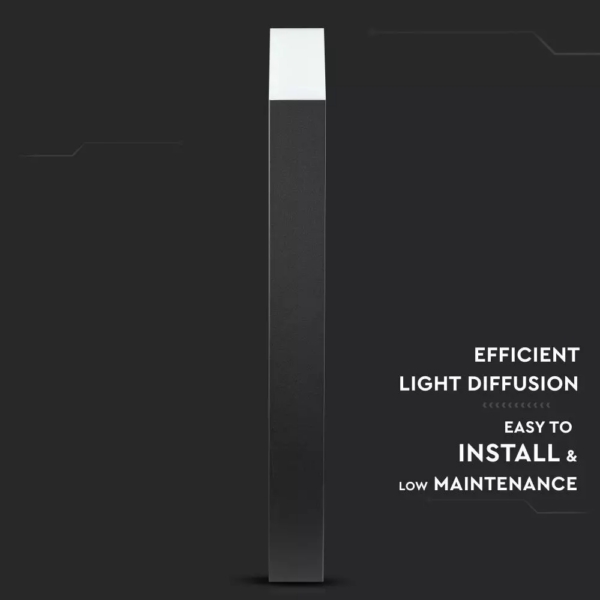 Επιδαπέδιο φωτιστικό κήπου GU10 IP54 Aluminum + PC με Μαύρο σώμα τετράγωνο 80cm V-TAC – 7565