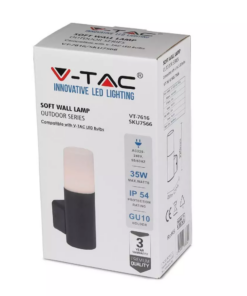 Επιτοίχιο Φωτιστικό Κήπου GU10 IP54 Aluminum + PC με Μαύρο Σώμα Κυκλικό V-TAC – 7566