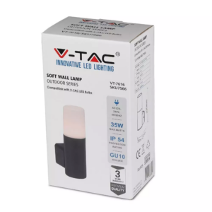 Επιτοίχιο Φωτιστικό Κήπου GU10 IP54 Aluminum + PC με Μαύρο Σώμα Κυκλικό V-TAC – 7566