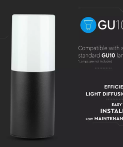Επιτοίχιο Φωτιστικό Κήπου GU10 IP54 Aluminum + PC με Μαύρο Σώμα Κυκλικό V-TAC – 7566