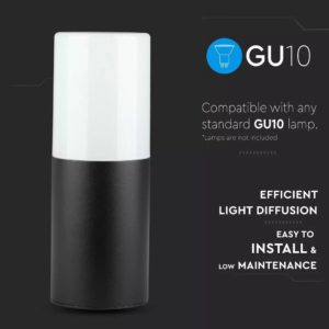 Επιτοίχιο Φωτιστικό Κήπου GU10 IP54 Aluminum + PC με Μαύρο Σώμα Κυκλικό V-TAC – 7566