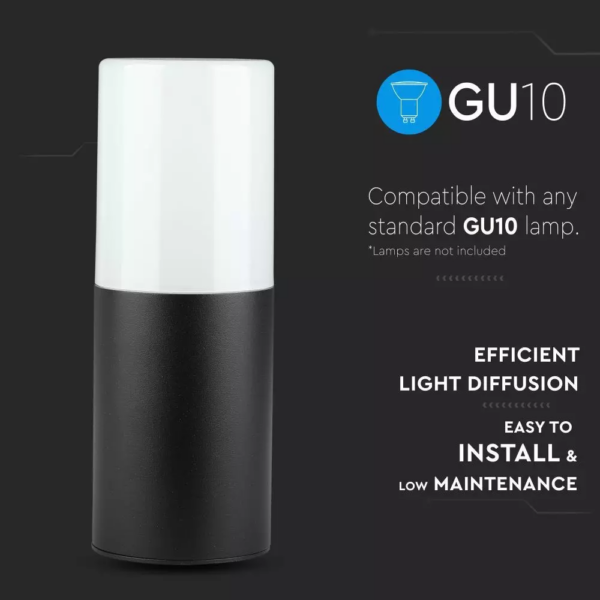 Επιτοίχιο Φωτιστικό Κήπου GU10 IP54 Aluminum + PC με Μαύρο Σώμα Κυκλικό V-TAC – 7566