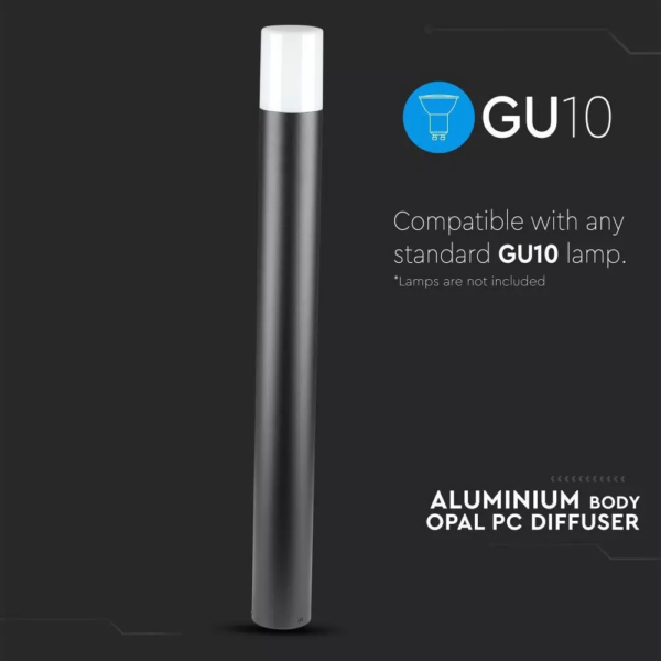 Επιδαπέδιο φωτιστικό κήπου GU10 IP54 Aluminum + PC με Μαύρο σώμα κυκλικό 80cm V-TAC – 7568