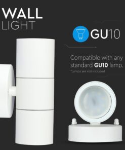 Επιτοίχιο Φωτιστικό Up-Down 2xGU10 Λευκό ΙP44 Ανοξείδωτο Ατσάλι V-TAC – 7570