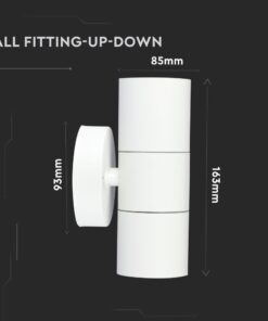 Επιτοίχιο Φωτιστικό Up-Down 2xGU10 Λευκό ΙP44 Ανοξείδωτο Ατσάλι V-TAC – 7570