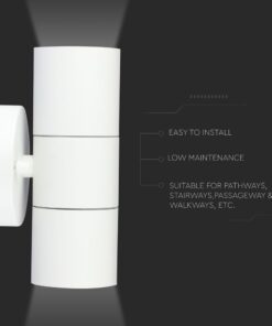 Επιτοίχιο Φωτιστικό Up-Down 2xGU10 Λευκό ΙP44 Ανοξείδωτο Ατσάλι V-TAC – 7570