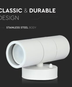 Επιτοίχιο Φωτιστικό Up-Down 2xGU10 Λευκό ΙP44 Ανοξείδωτο Ατσάλι V-TAC – 7570