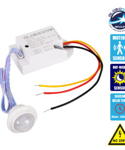 GloboStar® 75700 Χωνευτός PIR Ανιχνευτής-Αισθητήρας Κίνησης 360° 6m Motion Sensor AC 230V Max 800W
