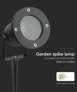 Φωτιστικό Κήπου GU10 Καρφί Μαύρο Αδιάβροχο IP65 Αλουμίνιο V-TAC – 7571