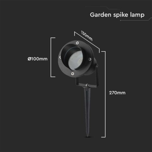 Φωτιστικό Κήπου GU10 Καρφί Μαύρο Αδιάβροχο IP65 Αλουμίνιο V-TAC – 7572