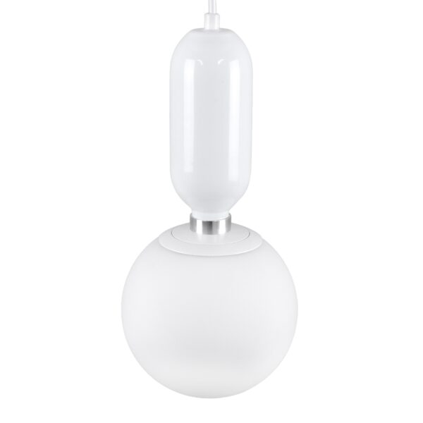 GloboStar® MAVERICK 00944 Μοντέρνο Κρεμαστό Φωτιστικό Οροφής Μονόφωτο 1 x E27 Λευκό Μεταλλικό Γυάλινο Μπάλα Φ15 x Υ15cm