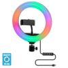 GloboStar® 75800 Professional Digital Ring Light Φ20cm LED SMD 20W 2000lm 180° DC 5V με Καλώδιο Τροφοδοσίας USB – Ενσωματωμένο Χειριστήριο Εναλλαγής Χρωμάτων & 1 Βάση Τηλεφώνου – Πολύχρωμο RGBW+WW Dimmable