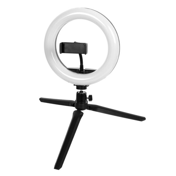 GloboStar® 75800 Professional Digital Ring Light Φ20cm LED SMD 20W 2000lm 180° DC 5V με Καλώδιο Τροφοδοσίας USB – Ενσωματωμένο Χειριστήριο Εναλλαγής Χρωμάτων & 1 Βάση Τηλεφώνου – Πολύχρωμο RGBW+WW Dimmable