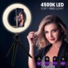 GloboStar® 75802 Professional Digital Ring Light Φ30cm LED SMD 40W 4000lm 180° DC 5V με Καλώδιο Τροφοδοσίας USB – Ενσωματωμένο Χειριστήριο Εναλλαγής Χρωμάτων & 1 Βάση Τηλεφώνου – Πολύχρωμο RGBW+WW Dimmable