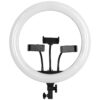 GloboStar® 75803 Professional Digital Ring Light Φ36cm LED SMD 50W 5000lm 180° DC 5V με Καλώδιο Τροφοδοσίας USB – Ενσωματωμένο και Ασύρματο Χειριστήριο RF 2.4Ghz Εναλλαγής Χρωμάτων & 3 Βάσεις Τηλεφώνου – Πολύχρωμο RGBW+WW Dimmable