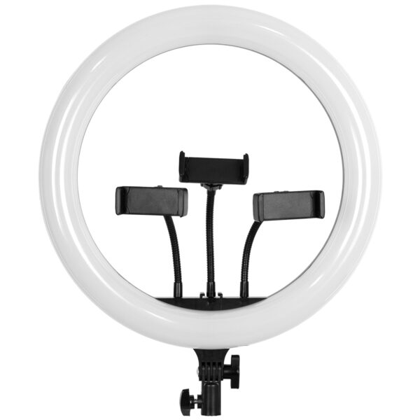 GloboStar® 75803 Professional Digital Ring Light Φ36cm LED SMD 50W 5000lm 180° DC 5V με Καλώδιο Τροφοδοσίας USB – Ενσωματωμένο και Ασύρματο Χειριστήριο RF 2.4Ghz Εναλλαγής Χρωμάτων & 3 Βάσεις Τηλεφώνου – Πολύχρωμο RGBW+WW Dimmable