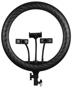 GloboStar® 75803 Professional Digital Ring Light Φ36cm LED SMD 50W 5000lm 180° DC 5V με Καλώδιο Τροφοδοσίας USB – Ενσωματωμένο και Ασύρματο Χειριστήριο RF 2.4Ghz Εναλλαγής Χρωμάτων & 3 Βάσεις Τηλεφώνου – Πολύχρωμο RGBW+WW Dimmable