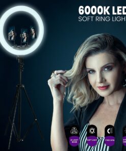 GloboStar® 75805 Professional Digital Ring Light Φ46cm LED SMD 70W 7000lm 180° AC 230V με Καλώδιο Τροφοδοσίας Πρίζας – Ασύρματο Χειριστήριο RF 2.4Ghz Εναλλαγής Χρωμάτων & 3 Βάσεις Τηλεφώνου – Πολύχρωμο RGBW+WW Dimmable