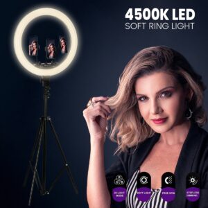 GloboStar® 75805 Professional Digital Ring Light Φ46cm LED SMD 70W 7000lm 180° AC 230V με Καλώδιο Τροφοδοσίας Πρίζας – Ασύρματο Χειριστήριο RF 2.4Ghz Εναλλαγής Χρωμάτων & 3 Βάσεις Τηλεφώνου – Πολύχρωμο RGBW+WW Dimmable