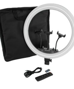 GloboStar® 75805 Professional Digital Ring Light Φ46cm LED SMD 70W 7000lm 180° AC 230V με Καλώδιο Τροφοδοσίας Πρίζας – Ασύρματο Χειριστήριο RF 2.4Ghz Εναλλαγής Χρωμάτων & 3 Βάσεις Τηλεφώνου – Πολύχρωμο RGBW+WW Dimmable