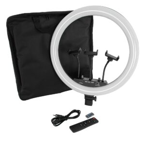 GloboStar® 75805 Professional Digital Ring Light Φ46cm LED SMD 70W 7000lm 180° AC 230V με Καλώδιο Τροφοδοσίας Πρίζας – Ασύρματο Χειριστήριο RF 2.4Ghz Εναλλαγής Χρωμάτων & 3 Βάσεις Τηλεφώνου – Πολύχρωμο RGBW+WW Dimmable