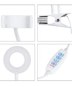 GloboStar® 75808 Professional Digital Ring Light Φ9cm LED SMD 10W 1000lm 180° DC 5V με Καλώδιο Τροφοδοσίας USB – Ενσωματωμένο Χειριστήριο Εναλλαγής Χρωμάτων & 1 Βάση Τηλεφώνου – CCT Θερμό Λευκό 3000K – Φυσικό Λευκό 4500K – Ψυχρό Λευκό 6000K Dimmable Λευκό