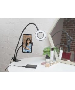 GloboStar® 75809 Professional Digital Ring Light Φ9cm LED SMD 10W 1000lm 180° DC 5V με Καλώδιο Τροφοδοσίας USB – Ενσωματωμένο Χειριστήριο Εναλλαγής Χρωμάτων & 1 Βάση Τηλεφώνου – CCT Θερμό Λευκό 3000K – Φυσικό Λευκό 4500K – Ψυχρό Λευκό 6000K Dimmable Μαύρο