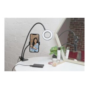 GloboStar® 75809 Professional Digital Ring Light Φ9cm LED SMD 10W 1000lm 180° DC 5V με Καλώδιο Τροφοδοσίας USB – Ενσωματωμένο Χειριστήριο Εναλλαγής Χρωμάτων & 1 Βάση Τηλεφώνου – CCT Θερμό Λευκό 3000K – Φυσικό Λευκό 4500K – Ψυχρό Λευκό 6000K Dimmable Μαύρο