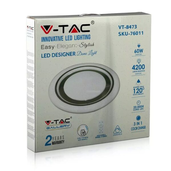 Πλαφονιέρα LED Designer 30W/60W/30W Στρογγυλή Dimmable 3 σε 1 V-TAC – 76011