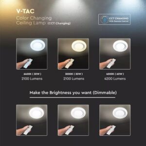 Πλαφονιέρα LED Designer 30W/60W/30W Στρογγυλή Dimmable 3 σε 1 V-TAC – 76011