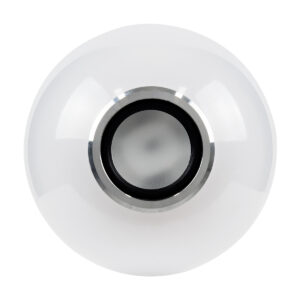 GloboStar® 76072 Λάμπα LED E27 G95 Γλόμπος 12W 780lm 260° με Ενσωματωμένο Bluetooth Ηχείο 3W AC 220-240V IP20 Φ9.5 x Υ13.5cm – Εναλλαγή Φωτισμού μέσω Τηλεχειριστηρίου & Μέσω Smart Home Εφαρμογής HappyLighting APP – Πολύχρωμο RGBW – 2 Years Warranty