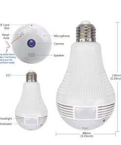 GloboStar® 76073 WIFI 2.4G IP CAMERA 2.0MP 1080P – Έξυπνη Κρυφή IP Κάμερα WiFi 1080P Fish Eye 360° 3W LED σε Σχήμα Λάμπας με Ντουί και Βάση E27 Smart Home