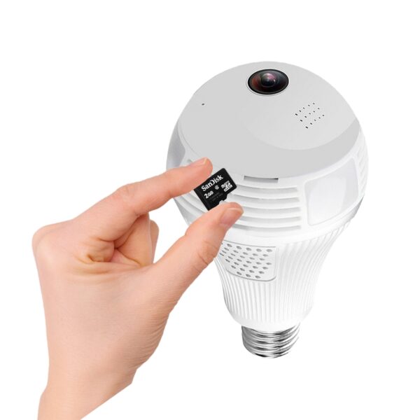 GloboStar® 76073 WIFI 2.4G IP CAMERA 2.0MP 1080P – Έξυπνη Κρυφή IP Κάμερα WiFi 1080P Fish Eye 360° 3W LED σε Σχήμα Λάμπας με Ντουί και Βάση E27 Smart Home