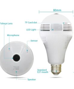 GloboStar® 76073 WIFI 2.4G IP CAMERA 2.0MP 1080P – Έξυπνη Κρυφή IP Κάμερα WiFi 1080P Fish Eye 360° 3W LED σε Σχήμα Λάμπας με Ντουί και Βάση E27 Smart Home