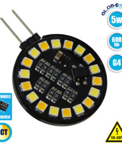 GloboStar® 76110 Λάμπα G4 LED SMD 2835 5W 600lm 120° DC 12V Side Pin CCT Θερμό 2700 K έως Ψυχρό 6000K Change by On/Off