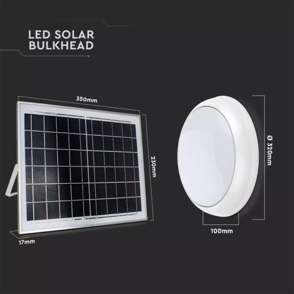 LED ηλιακή πλαφονιέρα/απλίκα 15W στρογγυλή, 3 σε 1 φωτισμός CCT με λευκό σώμα και χειριστήριο V-TAC – 7613