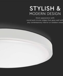 LED πλαφονιέρα 18W Στρογγυλή σε Λευκό Σώμα Ψυχρό 6400K IP44 V-TAC – 7617