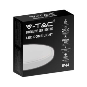 LED Πλαφονιέρα Στρογγυλή 24W V-TAC σε Λευκό Σώμα IP44 Θερμό 3000K – 7618
