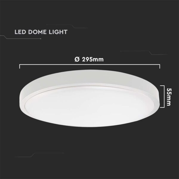 LED Πλαφονιέρα Στρογγυλή 24W V-TAC σε Λευκό Σώμα IP44 Θερμό 3000K – 7618