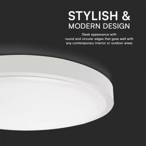 24W LED Πλαφονιέρα Στρογγυλή Φ30cm Λευκή SAMSUNG Chip 2500lm 4000K IP44 V-TAC – 76191-24