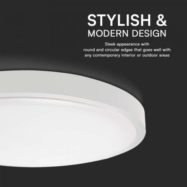24W LED Πλαφονιέρα Στρογγυλή Φ30cm Λευκή SAMSUNG Chip 2500lm 4000K IP44 V-TAC – 76191-24