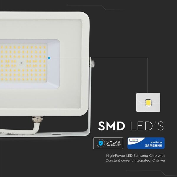 LED Προβολέας 50W V-TAC PRO Samsung Chip Λευκός 100° 5750lm Αδιάβροχος IP65 Φυσικό  4000K – 21762