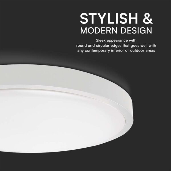 36W LED Πλαφονιέρα Στρογγυλή Φ35cm Λευκή SAMSUNG Chip 3820lm 3000K IP44 V-TAC – 76211-24