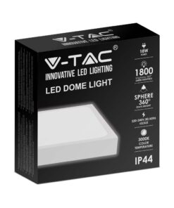 LED Πλαφονιέρα Τετράγωνη 18W V-TAC σε Λευκό Σώμα IP44 Θερμό 3000K – 7624