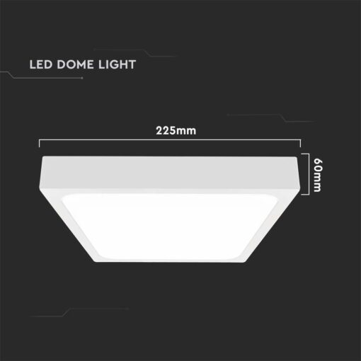 LED Πλαφονιέρα Τετράγωνη 18W V-TAC σε Λευκό Σώμα IP44 Θερμό 3000K – 7624