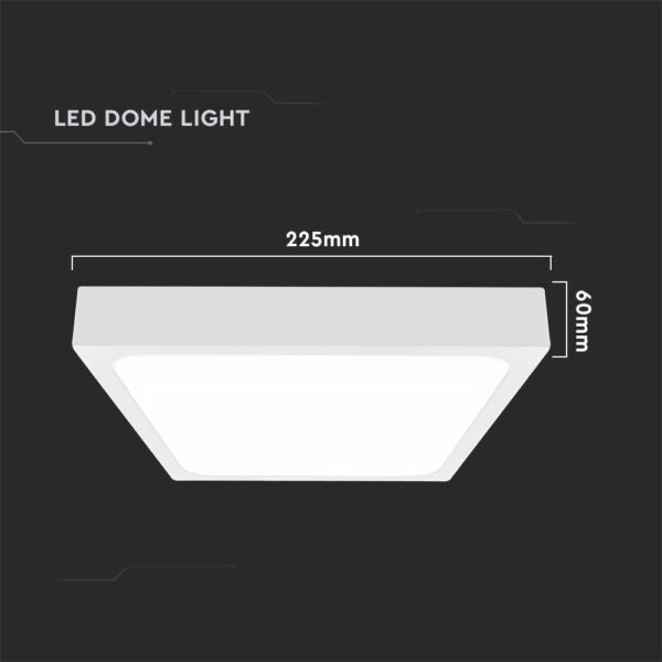 LED Πλαφονιέρα Τετράγωνη 18W V-TAC σε Λευκό Σώμα IP44 Θερμό 3000K – 7624